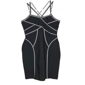 Hybrid & Company Strappy Bandage Dress. XL, Black/white
